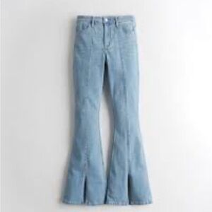 Hollister High Rise Flare Split Hem Medium Wash Jeans Y2K Women’s Size 24 L 29
